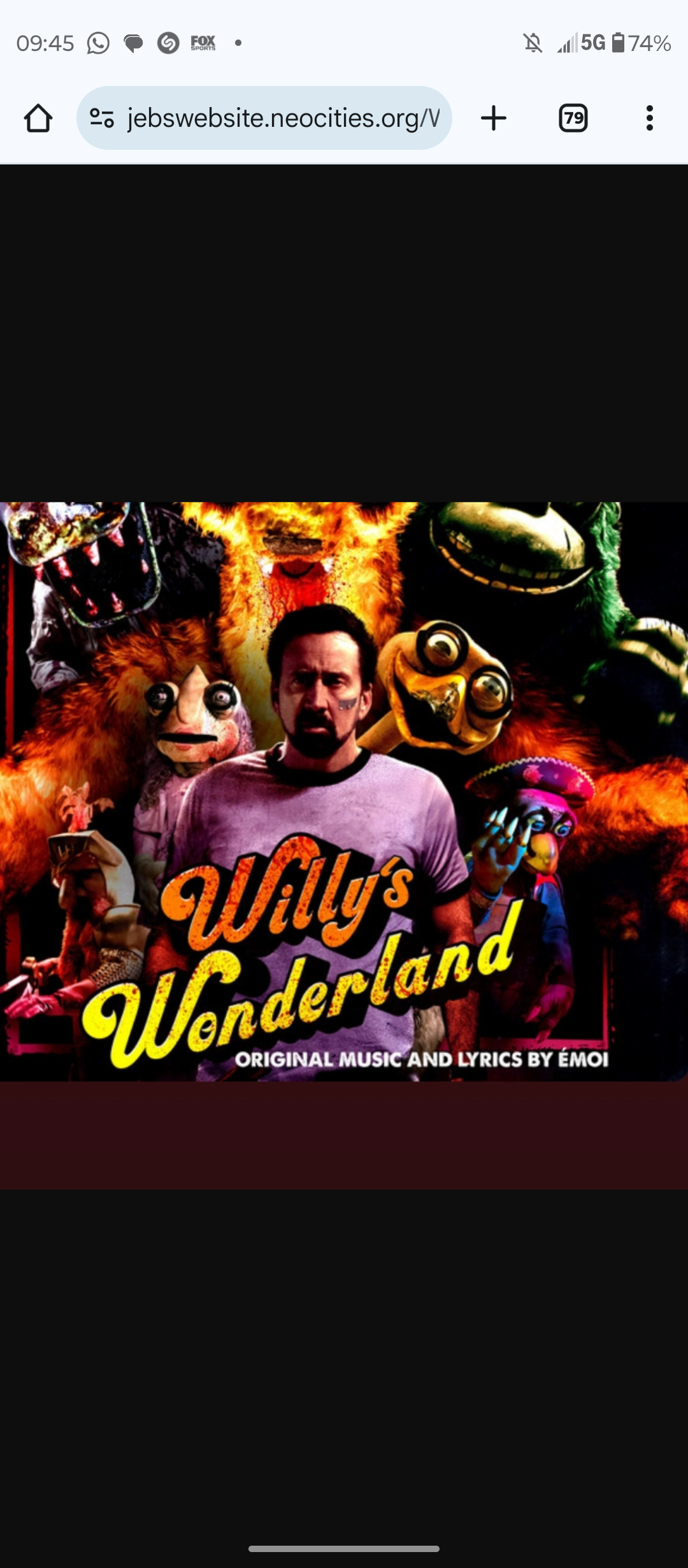 Willy's Wonderland - Music example